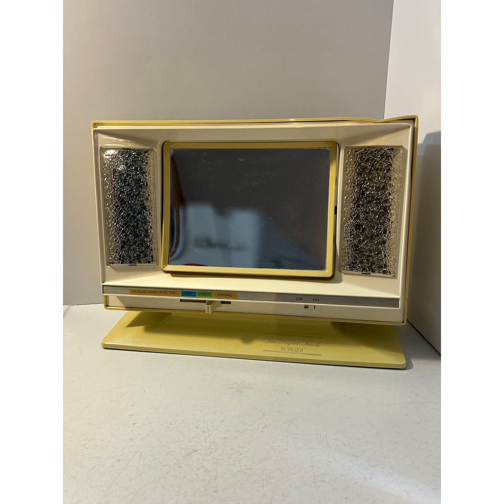 Vintage Solaray The Perfect Touch Lighted Makeup Mirror 4 Settings Yellow MCM